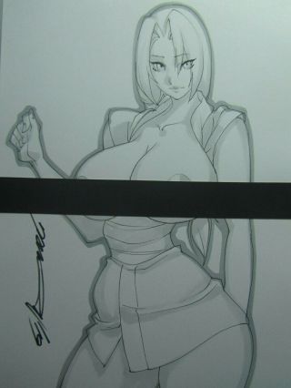 Tsunade Naruto Girl Sexy Busty Sketch Pinup - Daikon Art