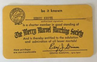 Marvel Comics Mmms 1967 Fan Club Membership Card Yellow 6692 One Owner