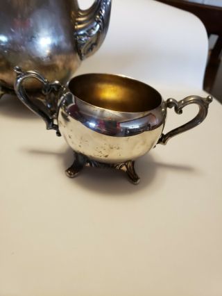 WM ROGERS Vintage Coffee/Tea Pot Silver Plate Coffee w/ sugar bowl and creamer 2