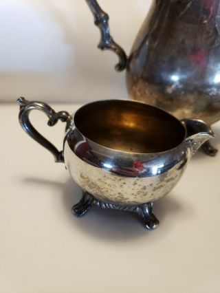 WM ROGERS Vintage Coffee/Tea Pot Silver Plate Coffee w/ sugar bowl and creamer 3