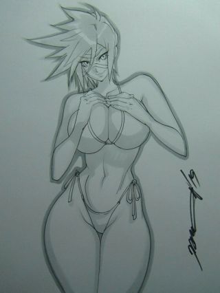 Tracer Overwatch Girl Sexy Busty Sketch Pinup - Daikon Art