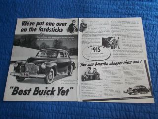 1941 2 Page Buick Car Ad Special 4 Four Door Sedan Compound Carburetion Fireball