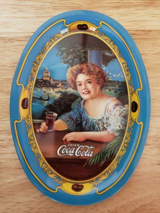 Vintage Small Oval Coca Cola Tin Tray,  1904 Advertisement Picture