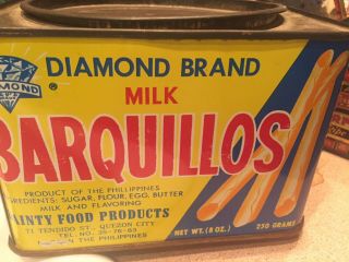 Vintage Diamond Brand Milk Barquillos Tin Made In Phillippines Dainty Food Vvg