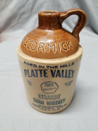 Vintage 1961 Mini Mccormick Platte Valley Corn Whiskey Jug - Moonshine