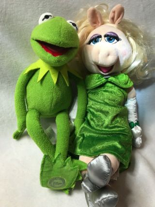 Both Disney Kermit The Frog And Miss Piggy Muppets 16” Plush Stuffed Doll Set