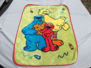Vintage Sesame Street Fleece Baby Blanket W/ Big Bird,  Elmo,  & Cookie Monster 2