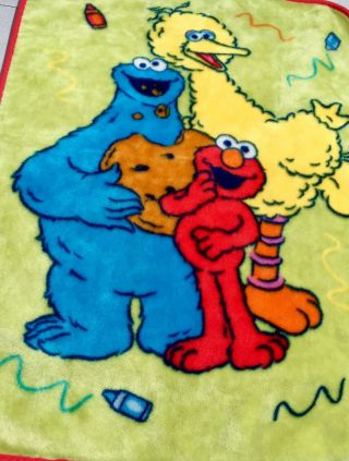 Vintage Sesame Street Fleece Baby Blanket W/ Big Bird,  Elmo,  & Cookie Monster 3