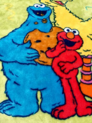 Vintage Sesame Street Fleece Baby Blanket W/ Big Bird,  Elmo,  & Cookie Monster 4
