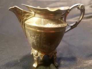 Antique Simpson,  Hall,  Miller & Co Treble Plate Silver Fancy Footed Creamer 1890