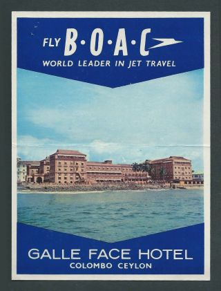 Galle Face Hotel Colombo Sri Lanka / Boac – Vintage Luggage Airline Label