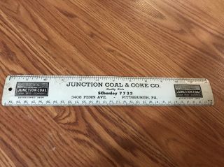 Vintage Metal Ruler Junction Coal & Coke Co.  Advertising Pittsburgh Pa
