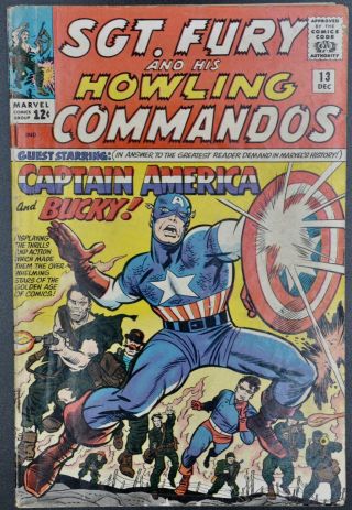 Sgt.  Fury 13 Captain America Crossover 1964 Key Marvel World War 2 Book