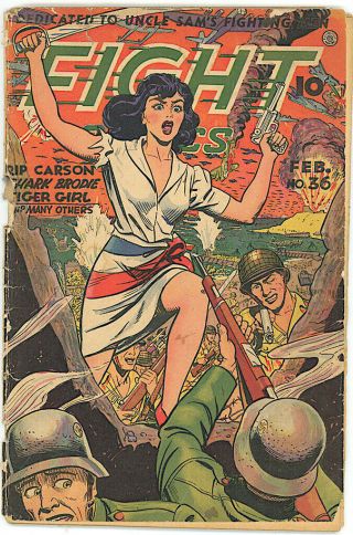 February 1945 Fight Comics 36 Gga Rip Carson Tiger Girl Hooks Devlin Kayo Kirby