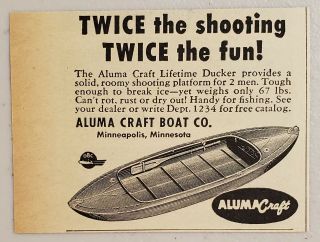 1952 Print Ad Aluma Craft Lifetime Ducker Aluminum Boats Minneapolis,  Mn