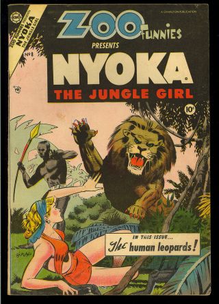 Zoo Funnies Presents Nyoka The Jungle Girl 8 Good Girl Charlton 1954 Fn -