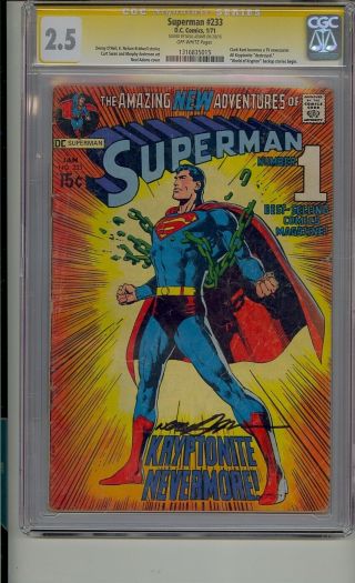 Superman 233 Cgc 2.  5 Ss Signed Neal Adams Kryptonite Destroyed