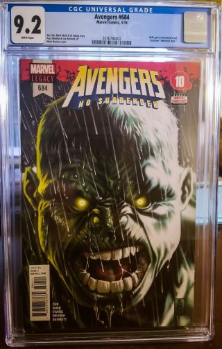 Avengers 684 Cgc 9.  2 Nm - First Appearance Of Immortal Hulk - Marvel Key