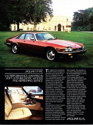 1984 Jaguar Xjs S - Type Coupe Photo Graceful Shape Vintage Print Ad