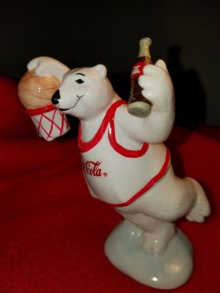Coca Cola Polar Bear Figurine - Always Playing Basketball 1995