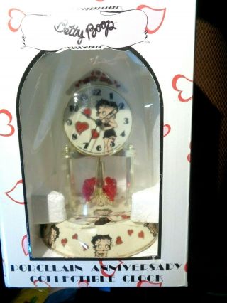 Betty Boop Porcelain Anniversary Clock Revolving Pendulum 2009