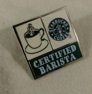 Starbucks Coffee Mug Certified Barista.  Old Official pin,  badge 4