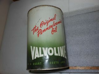 Vintage 1950s Valvoline 5 Quart Motor Oil Can Tin Metal Oil Gas & Oil