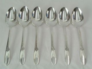 Tudor Oneida Community Fantasy Silver Plated Oval Soup Spoon 7 - 1/4 " Set Of 6