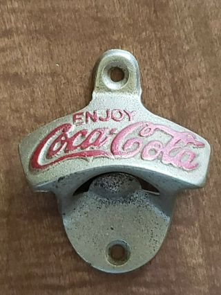 Vintage Enjoy Coca - Cola Wall Mount Bottle Opener Red Letter Made In Taiwan