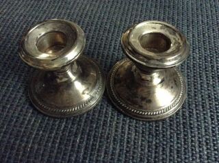 Vintage 4 " Sterling Silver Weighted 2 1/4 In Tall N.  S Co.  Candlesticks