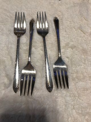 Set Of 4 Vtg Salad Forks Wm Rogers & Son Silver Plate 1940 Exquisite 6 3/4 "