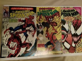 The Spider - Man 361 362 363 (apr 1992,  Marvel) Carnage Part 1 - 3