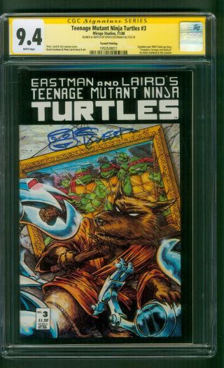 Teenage Mutant Ninja Turtles 3 Cgc Ss 9.  4 Kevin Eastman Sketched 1988 2nd Print
