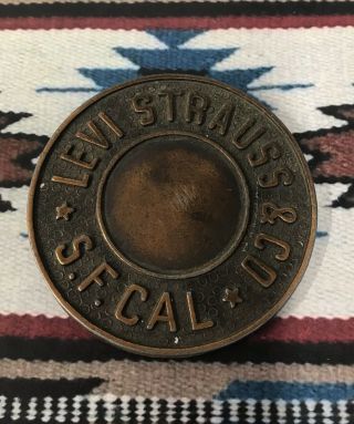 Vintage Round Levi Strauss & Co.  Belt Buckle Copper S.  F.  CAL 2 5/8” Diameter 2