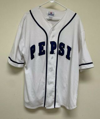 Pepsi Generation Next Baseball Jersey Shirt: White/blue - Mens Size Large