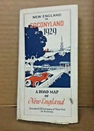 Socony Road Map Of England,  1929 Great Graphics Petrolia,  Oil,  Gas