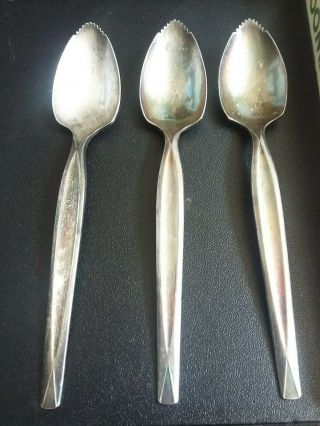 Wm Rogers Silver Plate Grapefruit Spoons - Mid Century Modern - Set Of 3