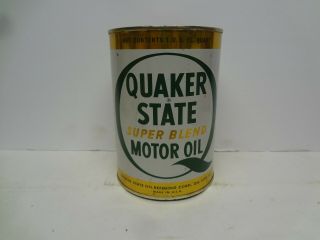 Vintage 1 Quart Quaker State Blend Motor Oil Can Full