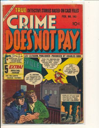 Crime Does Not Pay 142 - Kubert Art Good Cond.  Small Hole In Cover