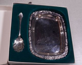 Oneida Silverplate Cranberry Dish With Spoon 2