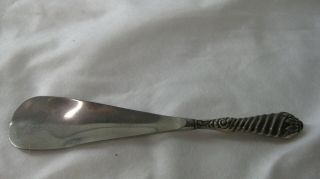 Antique Victorian Ornate Sterling Silver Handle Shoe Horn