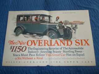 1925 Double Page Vintage Overland Car Ad Floyd Brink Picture Collectible Print