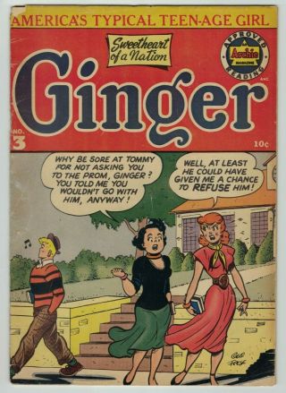 Ginger No.  3 Golden Age Comic Book 1952 Gga 3 Archie Teen Good Girl