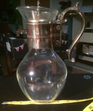 Vintage Claret Jug.  9 & 3/4 Inches High And With Insert Lid.