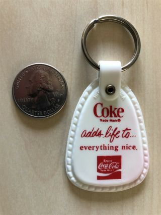 Coke Coca - Cola Adds Life To Everything Vintage White Keychain Key Ring 34165