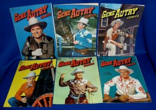 6 Gene Autry Comics 8 10 13 16 35 & 42 1947 - 50 Front & Back Covers Only Cowboy
