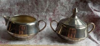 Silver Colored Creamer And Sugar With Lid,  Unmarked