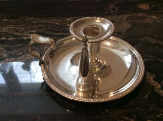 Antique Silver Plated Chamber Candlestick With Snuffer Date 1843 - 1871 Hw & Co