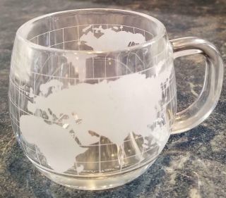 Nestle Nescafe World Globe Map 8 Oz Glass Mug 1970 