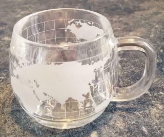 NESTLE Nescafe World Globe Map 8 oz Glass Mug 1970 ' s Advertising Coffee Tea 2